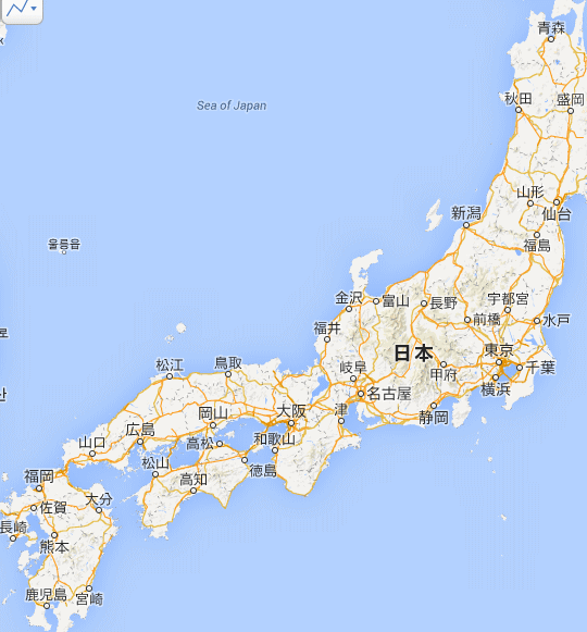 同縮尺の日本地図